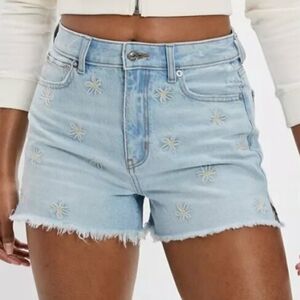 American Eagle Daisy Embroidered High Waisted Shorts